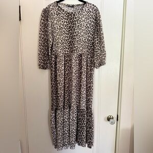 Zara Leopard Print Tiered Maxi Sundress